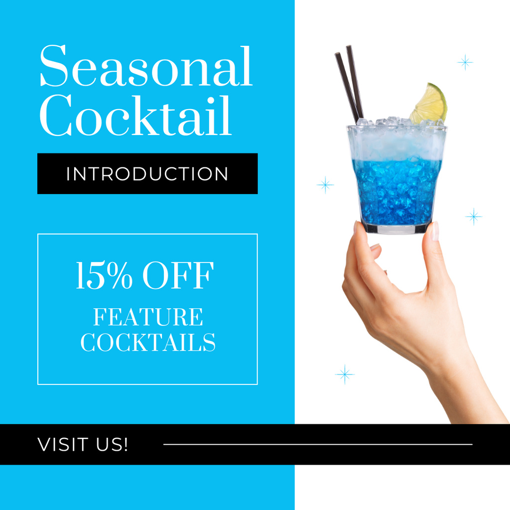 Szablon projektu Introducing Seasonal Cocktails with Quality Ingredients Instagram