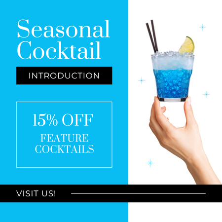 Designvorlage Wir präsentieren saisonale Cocktails mit hochwertigen Zutaten für Instagram