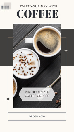 Happy International Coffee Day Greetings And Discounts Offer Instagram Story Design Template