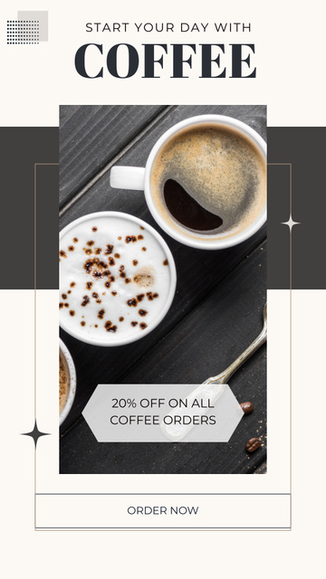 Happy International Coffee Day Greetings And Discounts Offer Instagram Story Šablona návrhu