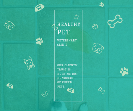 Offer of Veterinary Clinic Services on Green Medium Rectangle Design Template