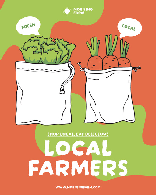 Advertising Local Farmer's Market with Fresh Vegetables Instagram Post Verticalデザインテンプレート