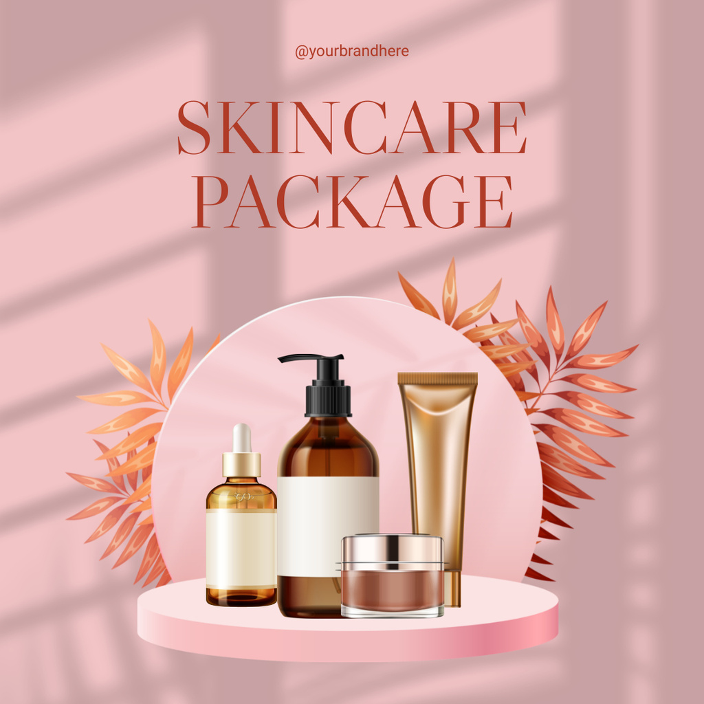 Spring Sale Set of Care Cosmetics Instagram AD Design Template