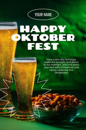 Yeşil Oktoberfest Kutlama Duyurusu Postcard 4x6in Vertical Tasarım Şablonu