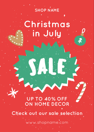 July Christmas Holiday Sale Flyer A6 Design Template