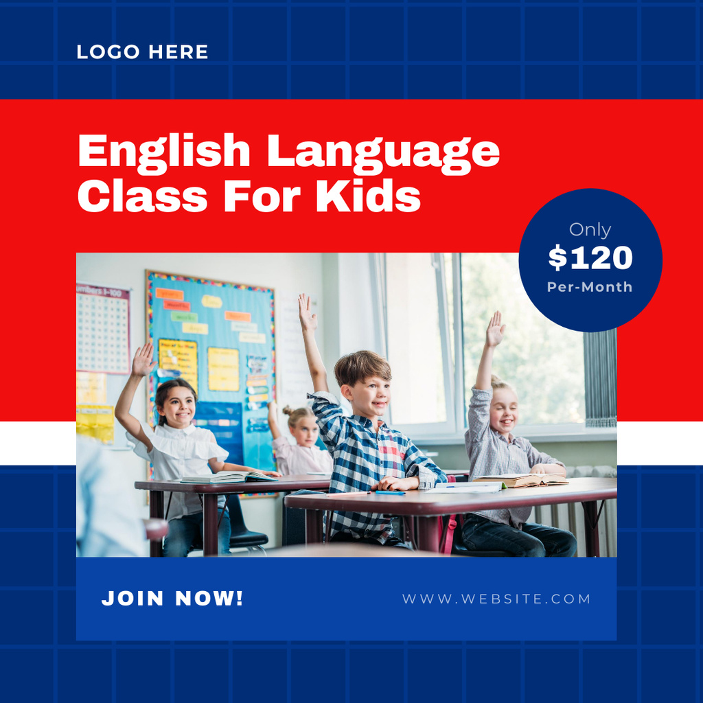 English Language Class for Kids Instagram Design Template