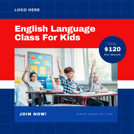 Plantilla de diseño de English Language Class for Kids Instagram 