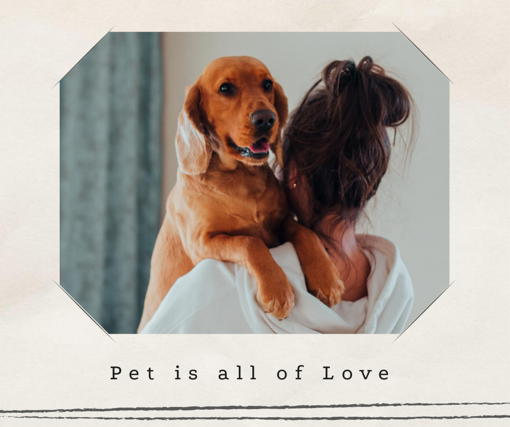 Woman with her Dog at home Facebook Design Template