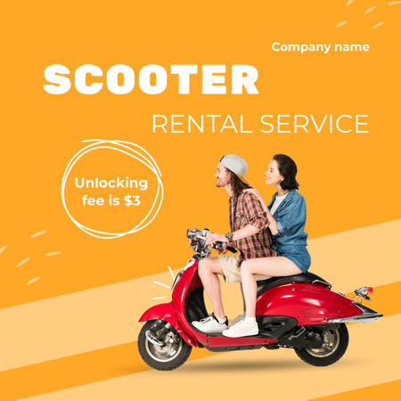 Designvorlage Cheerful Couple Riding Scooter für Instagram