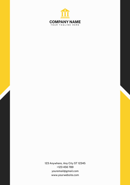 Empty Blank with Black and Yellow Pieces Letterhead Design Template