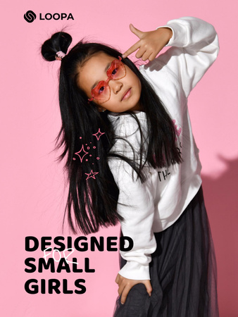Sevimli Elbise Giyen Küçük Kız Poster US Tasarım Şablonu