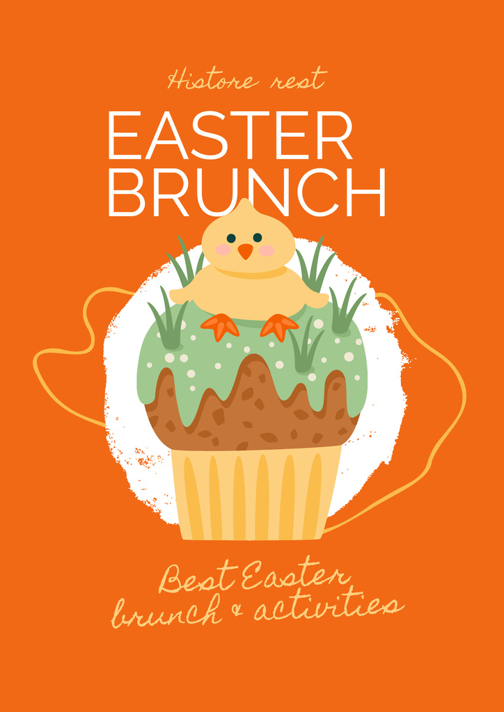 Easter Holiday Celebration Announcement with Cute Chick Poster Modelo de Design