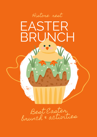 Easter Holiday Celebration Announcement with Cute Chick Poster Design Template