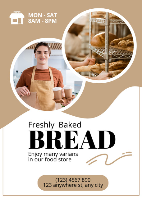 Modèle de visuel Fresh Bread Making Food Store - Flayer