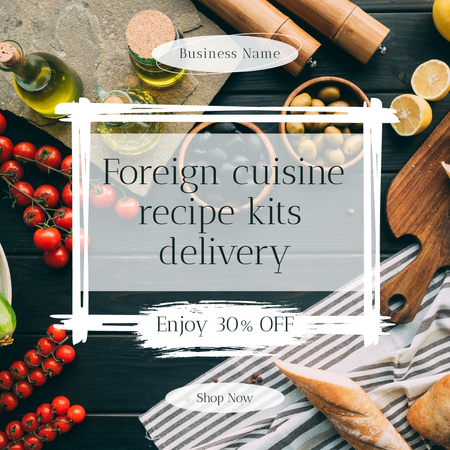 Ontwerpsjabloon van Instagram van Foreign Cuisine Recipe Kits Delivery Offer