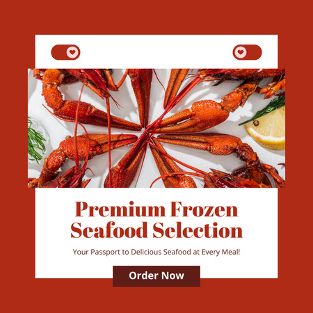 Designvorlage Angebot einer erstklassigen Auswahl an gefrorenen Meeresfrüchten für Instagram