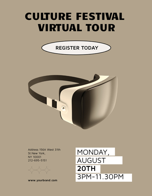 Designvorlage Virtual Cultural Festival Tour Offer für Poster 8.5x11in