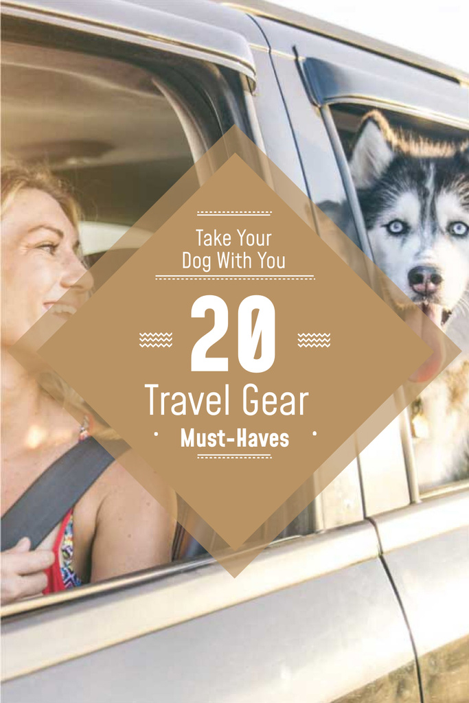 Template di design Woman with Dog Pet in Car Pinterest