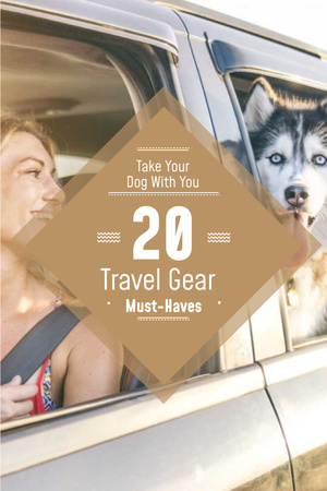 Woman with Dog Pet in Car Pinterest Design Template