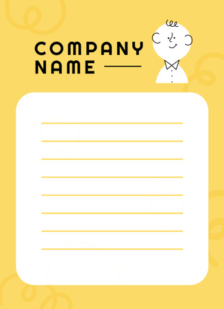 Doodle Man Illustration Yellow Notepad 4x5.5in Design Template