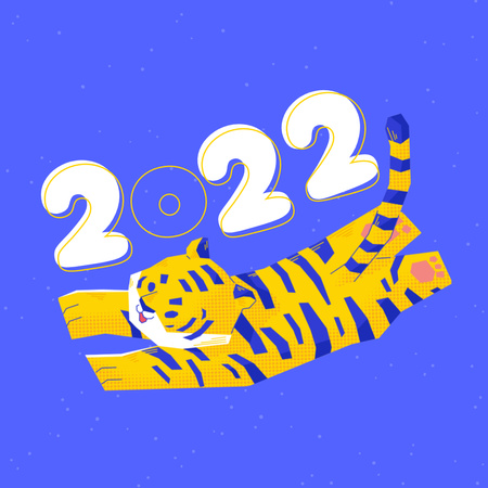 Designvorlage New Year Greeting with Tiger für Instagram