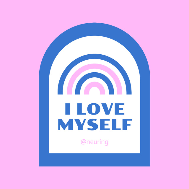 Inspirational Phrase about Self Esteem with Rainbow Instagram Design Template