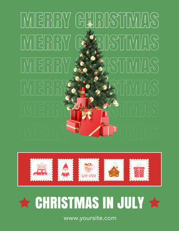 Christmas Party in July with Christmas Tree Flyer 8.5x11in Modelo de Design