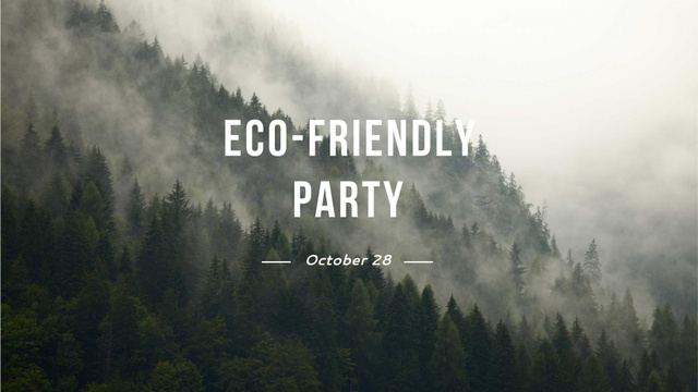Eco Event Announcement with Foggy Forest FB event cover Design Template