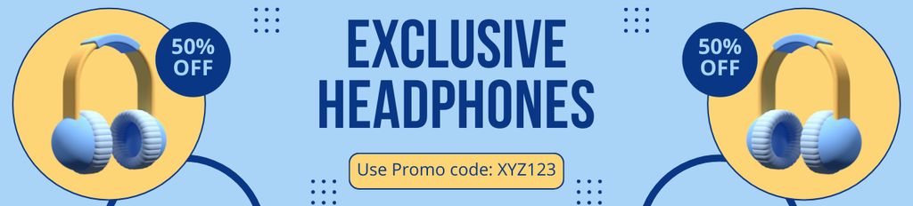 Designvorlage Promo of Exclusive Headphones Sale für Ebay Store Billboard