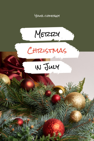 Merry Christmas in July Greeting Postcard 4x6in Vertical Modelo de Design