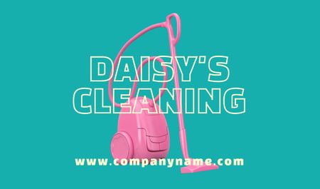Awesome Cleaning Company Services Offer with Vacuum Cleaner Business card Šablona návrhu