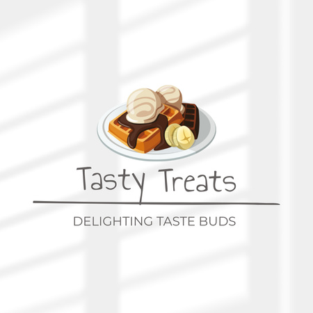 Designvorlage Geschmackvolles Dessert mit Eis und Café-Promotion für Animated Logo