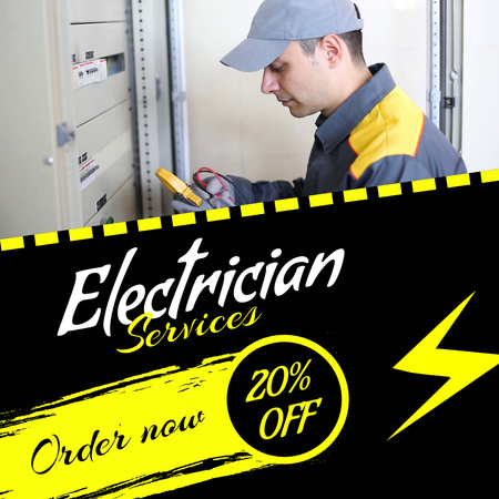 Electrician Services With Discount for First Order Animated Post Design Template