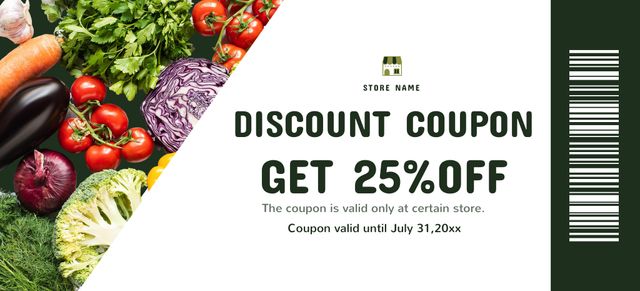 Fresh Various Veggies With Discount In Grocery Coupon 3.75x8.25in Πρότυπο σχεδίασης