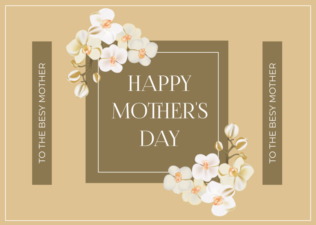 Mother's Day Beautiful Greeting with Flowers Postcard 5x7in Design Template