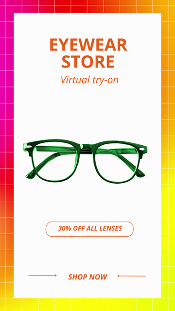Discount on All Clear Glasses Lenses Instagram Video Story Šablona návrhu