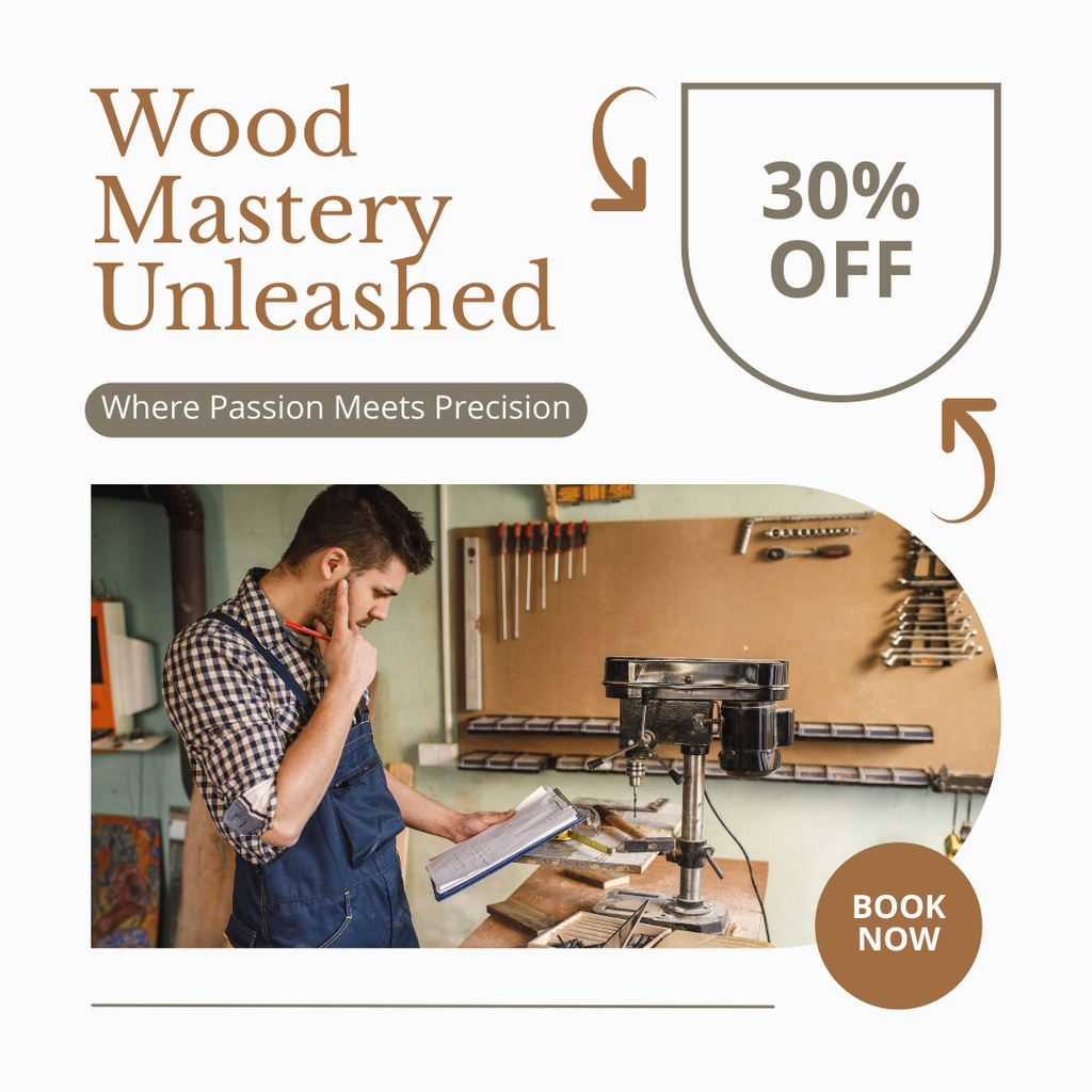 Wood Services Offer with Discount Instagramデザインテンプレート