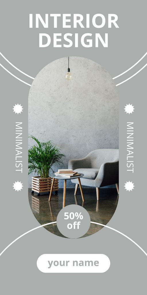 Minimalist Interior Design Grey Graphic Tasarım Şablonu