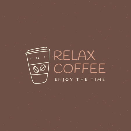 Cute Relaxing Coffee Cup Logo 1080x1080pxデザインテンプレート
