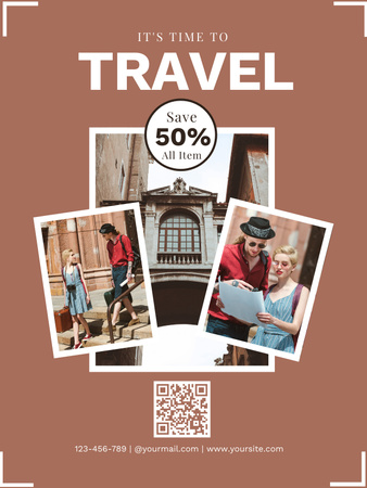 People Travel by Old Town Poster US Design Template