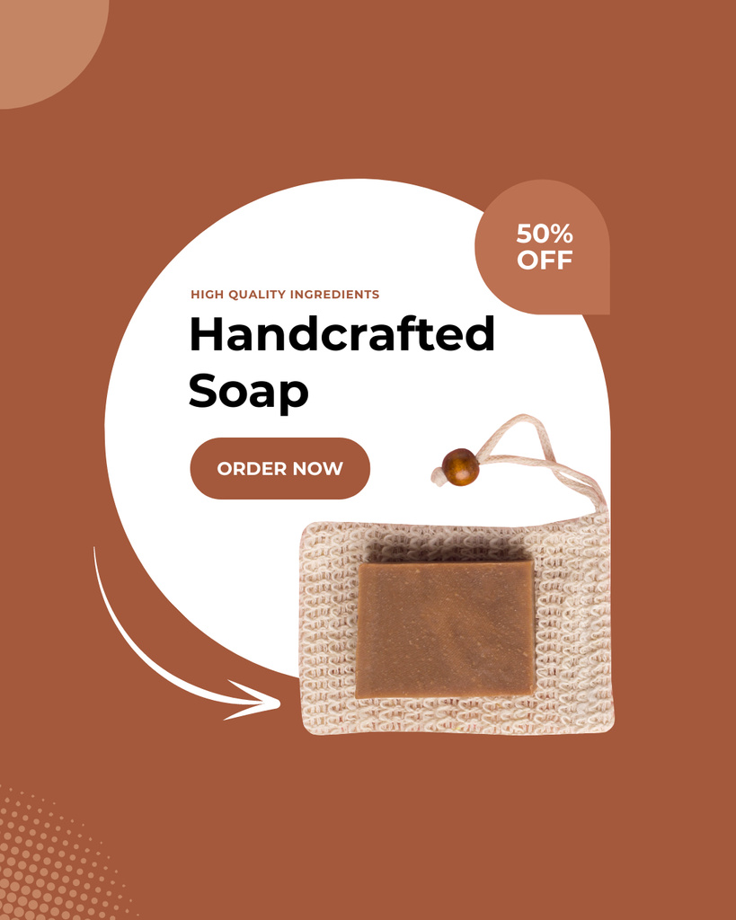 Designvorlage Handcrafted Soap Sale at Half Price für Instagram Post Vertical