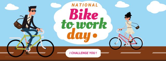People riding bikes in city on Bike to Work Day Facebook cover – шаблон для дизайну
