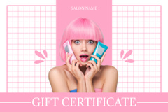 Beauty Salon Ad with Woman with Bright Haircut