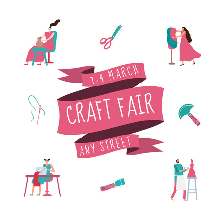 Craft Fair In Spring With Illustration Instagram Tasarım Şablonu
