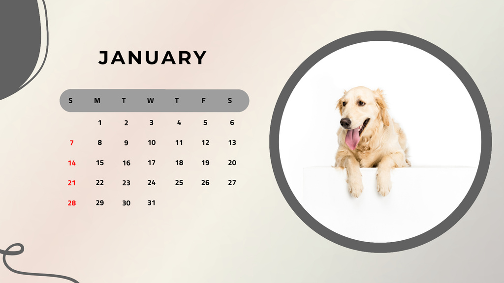 Cute Funny Dog Calendar Tasarım Şablonu
