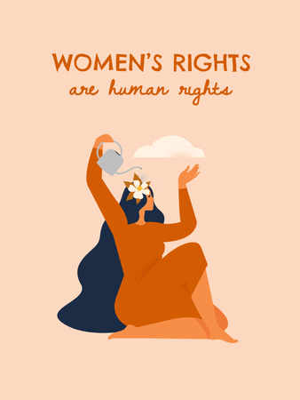 Supporting Women's Rights Education With Illustration Poster US Design Template