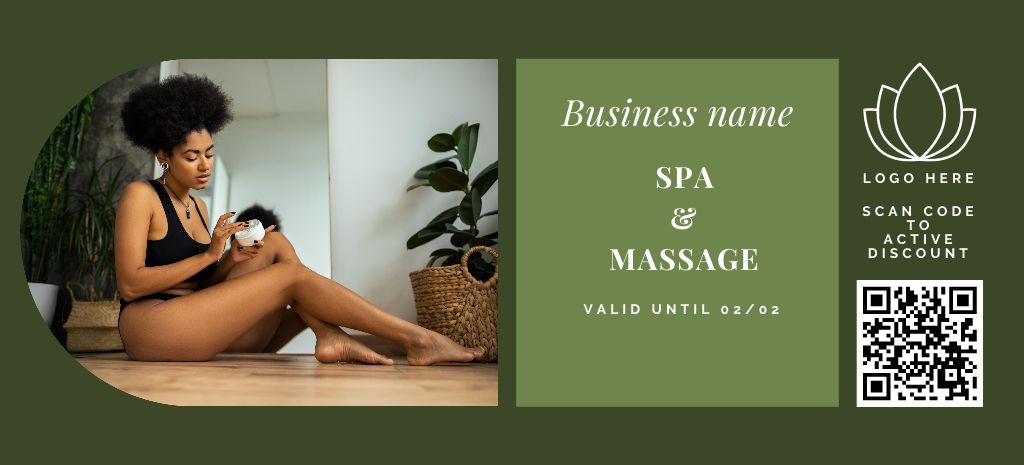 Spa and Massage Center Ad Coupon 3.75x8.25in – шаблон для дизайну