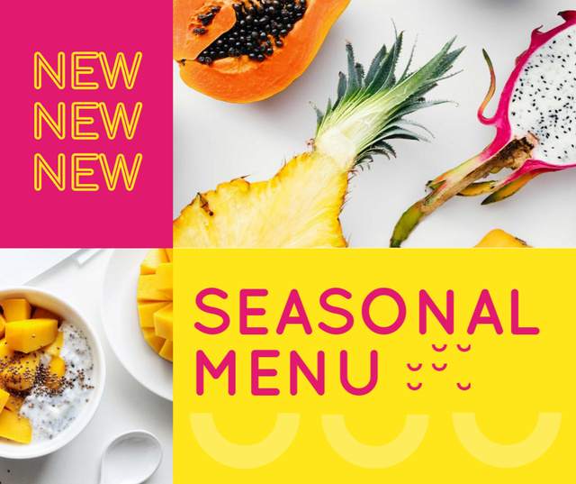 Fresh tropical fruits menu Facebook Design Template