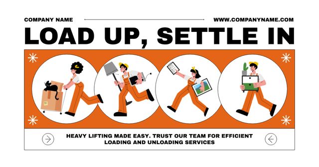 Template di design Moving Services with Illustration of Delivers carrying Stuff Facebook AD