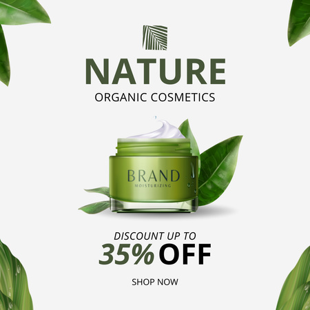 Natural Skincare Beauty Product Ad with Cream Jar  Instagram Design Template